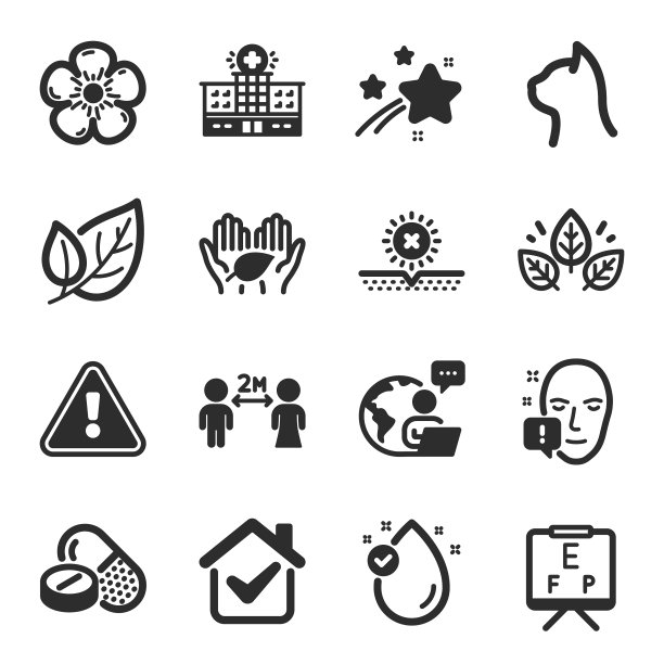 设置医疗保健图标，如脸部关注图片下载