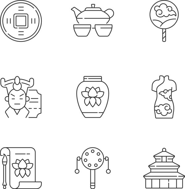 中国传统线性图标集图片下载