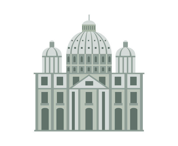 罗马历史建筑正面扁平卡通图片下载