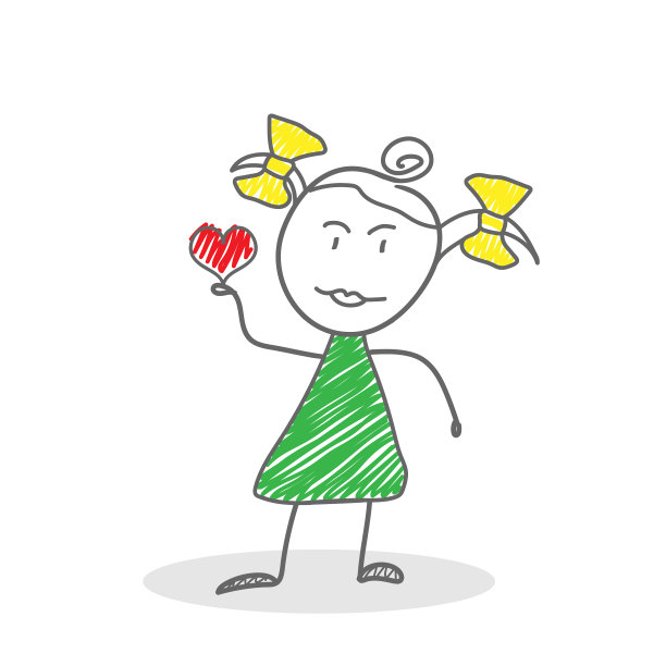 卡通人物，一个有爱心的女孩图片下载