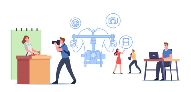 专业的电视摄制组和摄像师图片下载