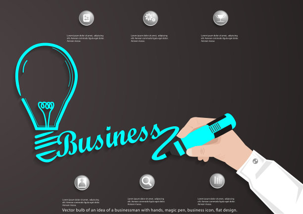 插画商业设计理念和构思创意。为了成功，计划、思考、搜索、分析、沟通、创新技术现代。图片下载