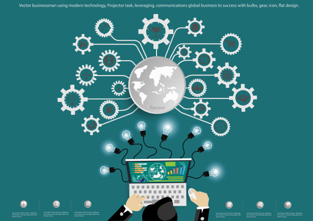 插画商业设计绘画艺术构思和概念思考创意。为了成功，计划，思考，搜索，分析，沟通，未来的想法，创新的技术现代。图片下载