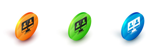 等距视频聊天会议图标隔离图片下载