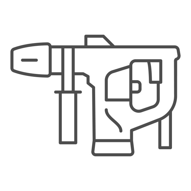 电锤细线图标，建筑工具概念，白色背景上的电动锤钻矢量标志，移动概念和网页设计的轮廓样式图标。矢量图形图片下载