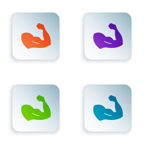 彩色健美运动员显示他的肌肉图标图片下载