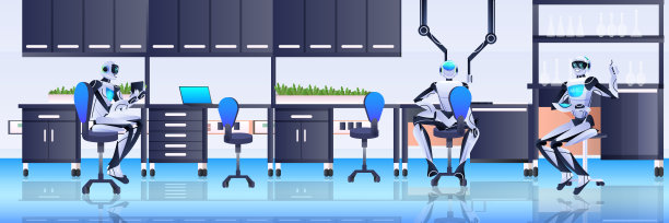 机器人化学家在实验室做化学实验基因工程人工智能概念图片下载