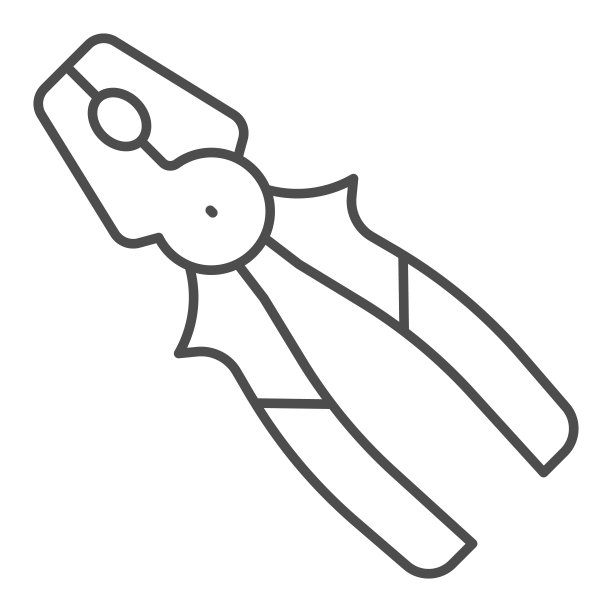 钳子细线图标，建筑工具概念，扁鼻子切割钳子矢量标志上的白色背景，轮廓风格图标的移动概念和网页设计。矢量图形。图片下载