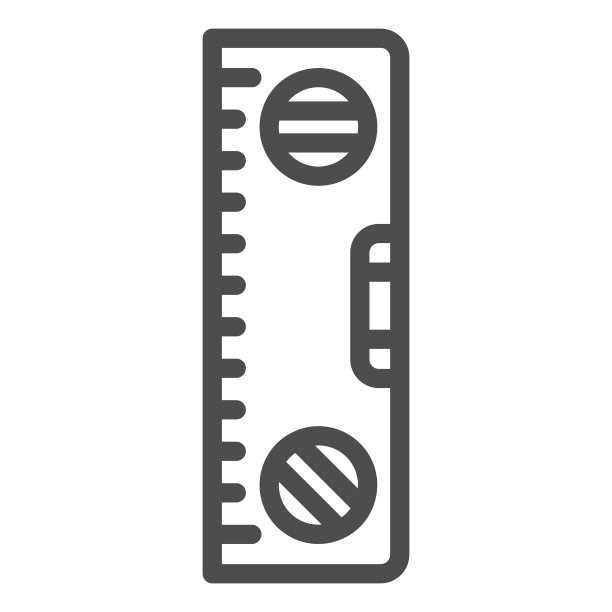 建筑仪表工具线图标，建筑工具概念，精神水平尺矢量标志上的白色背景，轮廓风格图标的移动概念和网页设计。矢量图形。图片下载