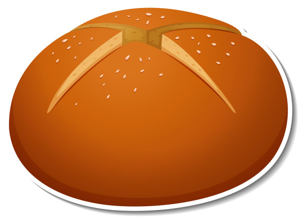 热十字面包贴纸白色背景图片下载