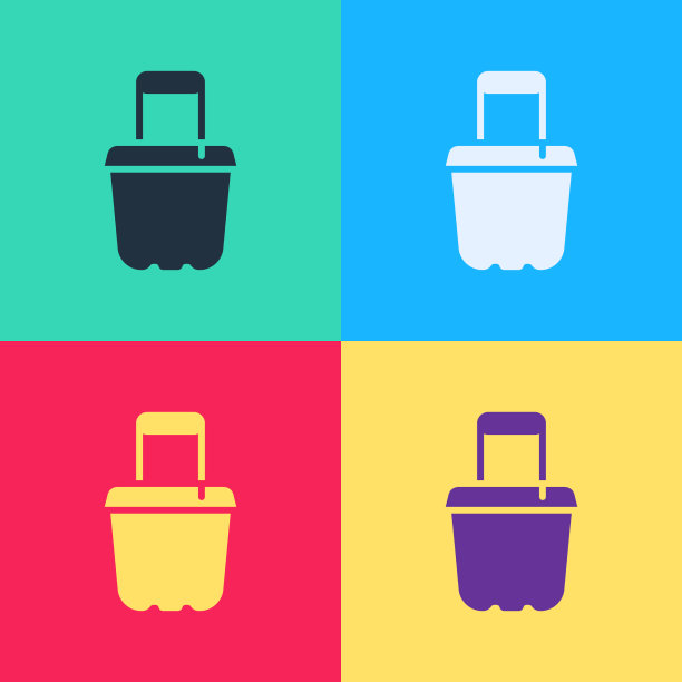 流行艺术沙桶图标孤立的颜色图片下载