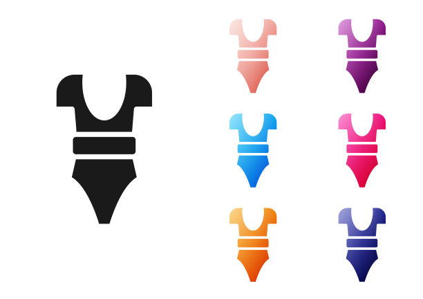 黑色泳衣图标孤立的白色背景图片下载