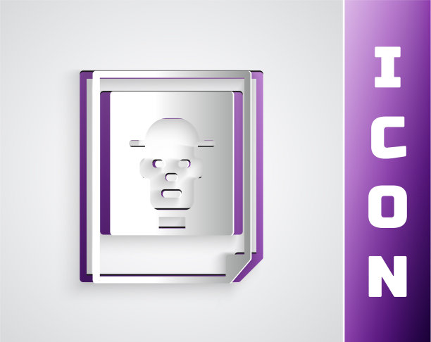 剪纸照片图标孤立在灰色背景图片下载