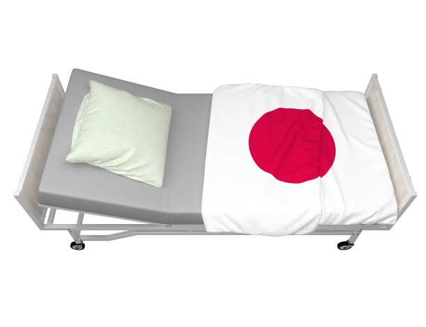 带日本国旗的病床图片下载