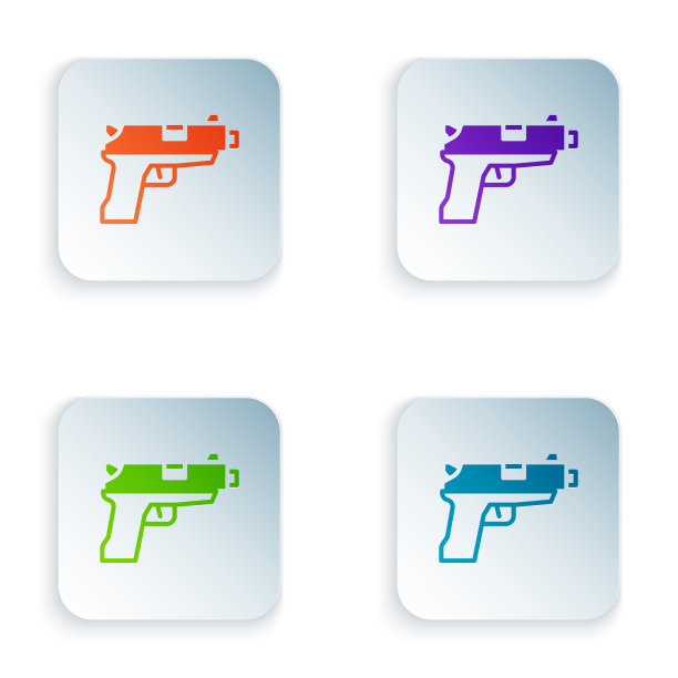 彩色手枪或枪的图标孤立在白色图片下载