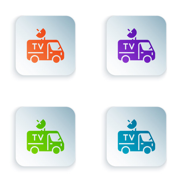 彩色电视新闻车，配备旋转式设备图片下载