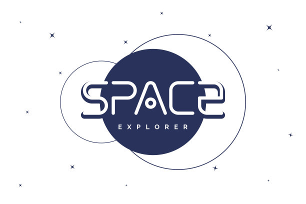 太空探索者标志概念。银河探索公司标志模板。宇宙旅行品牌符号。明星旅游未来主义设计元素。宇宙旅行图标矢量插图图片下载