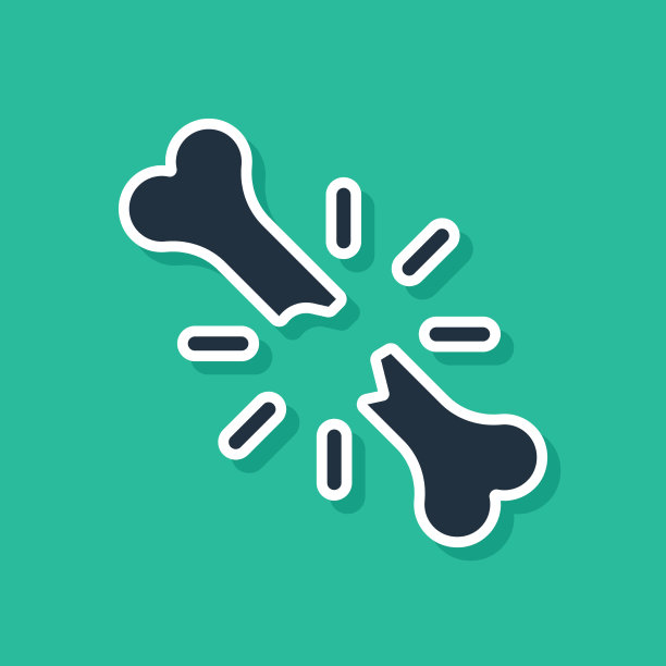 蓝色人类骨折图标被隔离在绿色上图片下载