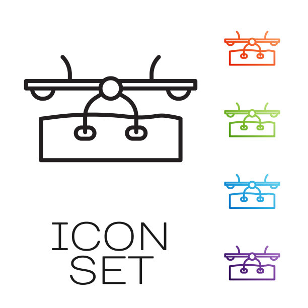 黑线跷跷板图标孤立在白色上图片下载