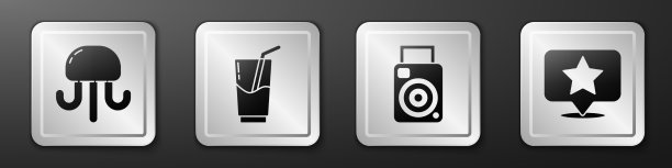 设置水母鸡尾酒和酒精饮料照片图片下载