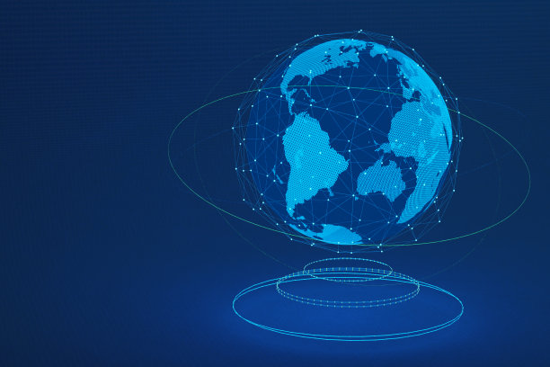 全球网络的三维渲染，具有数字世界和全球化的全息和商业联系概念。图片下载