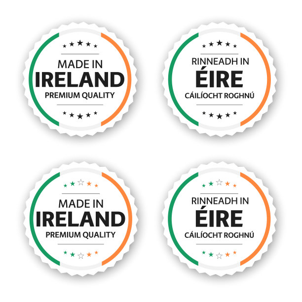 设置爱尔兰制造的四个爱尔兰标签图片下载
