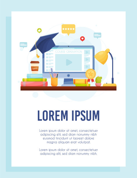 网上课程毕业传单概念远程图片下载