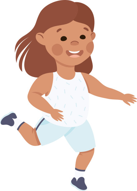 可爱的女孩跑步快乐的学前儿童图片下载