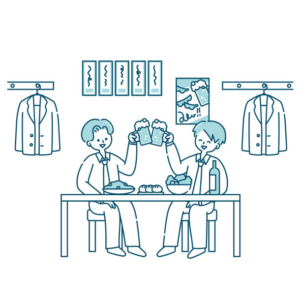 男人们下班后去餐馆吃饭。图片下载