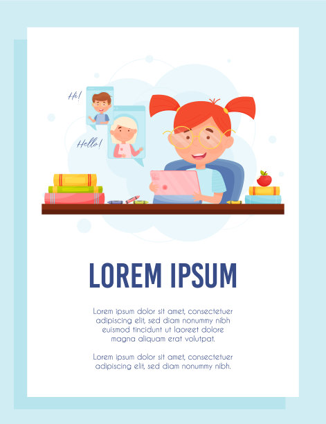 小女孩和平板电脑视频聊天图片下载