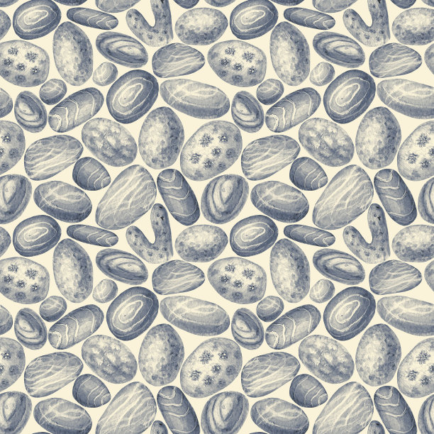 水彩海石无缝图案。手绘贝壳纹理复古海洋背景图片下载