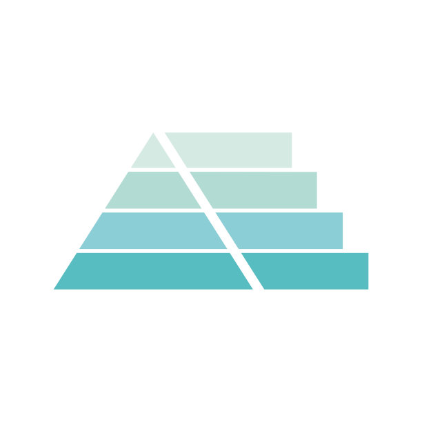 金字塔信息图表模板与四个层次。三角形数据段。图片下载