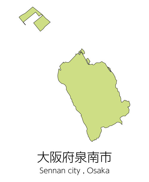 日本大阪府森南市地图。翻译:“大阪府森南市。”图片下载