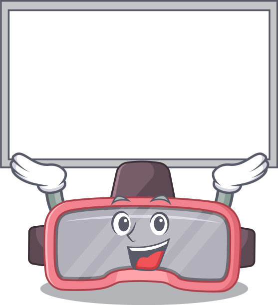 吉祥物人物vr眼镜升起一片白色图片下载