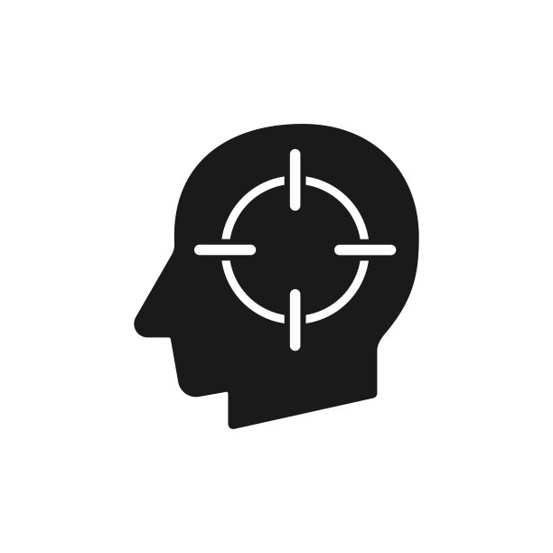 人的头与十字标志剪影黑色矢量插图图片下载