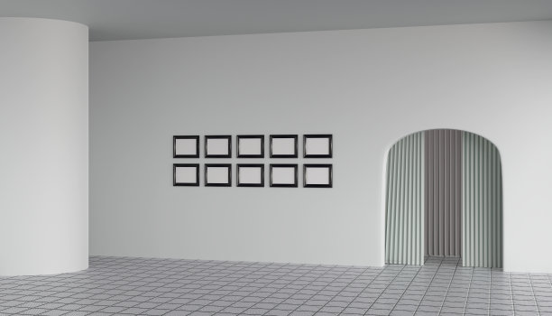 空荡荡的舞蹈室，墙上挂着照片图片下载