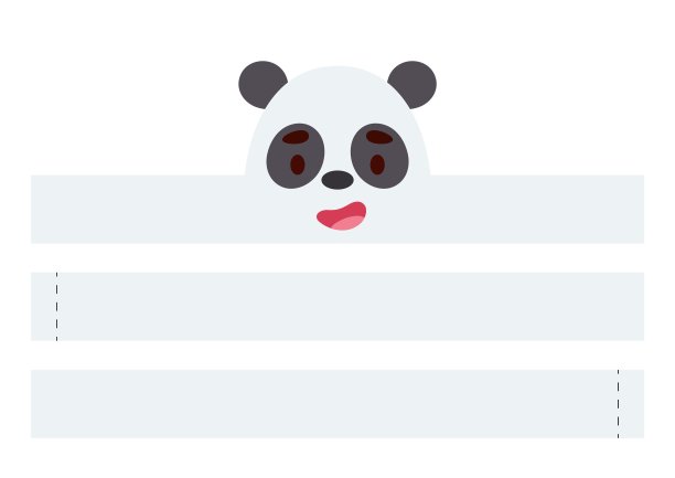 打印熊猫纸皇冠。Diy剪派对丝带模板生日，圣诞节，宝宝送礼会。娱乐的有趣配件。打印、剪切和粘合。矢量插图。图片下载