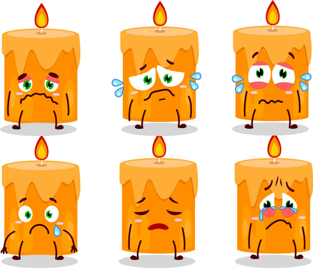 橙色的蜡烛字带着悲伤的表情图片下载