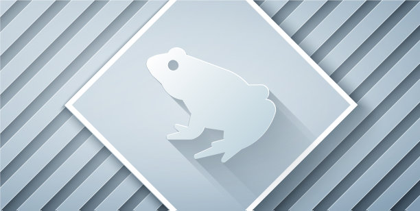 剪纸青蛙图标孤立在灰色背景图片下载