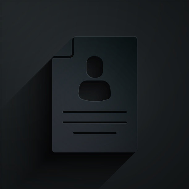 剪纸简历图标孤立在黑色背景图片下载