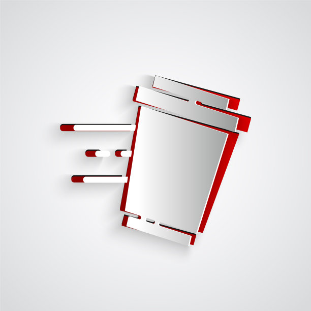 剪纸咖啡杯去图标孤立在灰色图片下载