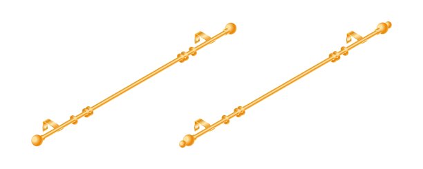 矢量插图檐口窗帘隔离在白色背景。一套逼真的金属窗帘杆和配件图标在平面卡通风格。用于室内设计的带环的新窗帘杆。图片下载