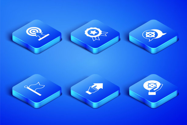 设置目标，用箭头，手指，旗帜，奖章和图标。向量图片下载