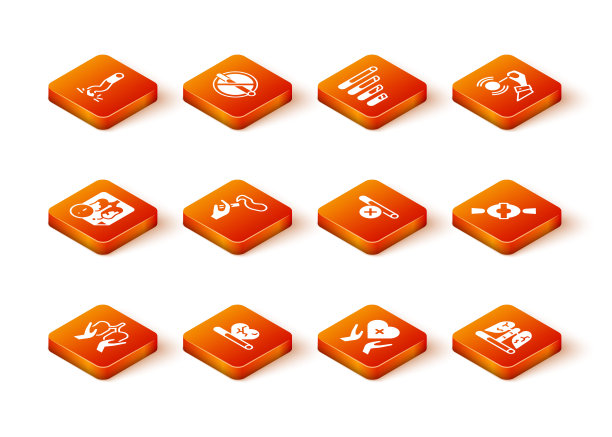 设置肺，心脏病与吸烟，疾病肺，手香烟，十字架，不，和糖果图标。向量图片下载