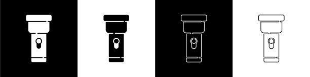 设置手电筒图标隔离在黑色和白色图片下载