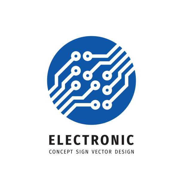 电子技术-矢量图标标识设计。数字芯片的信号。网络概念的象征。图片下载