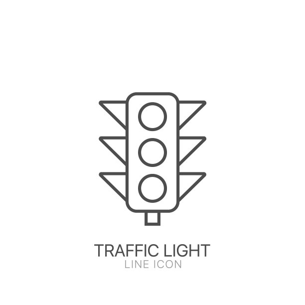 交通灯标志矢量线图标。可编辑的中风图片下载