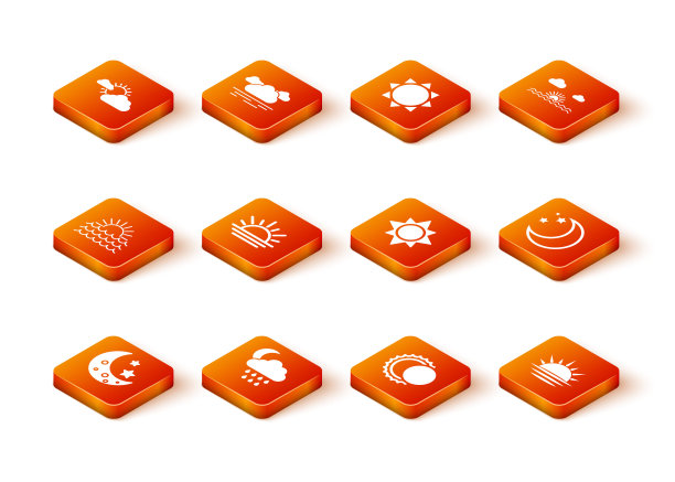 月亮和星星，云与雨月亮，日落，日蚀，和图标。向量图片下载