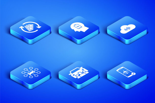 在手机中设置飞行模式，退款，汽车共享，低电池头和音乐流媒体服务图标。向量图片下载