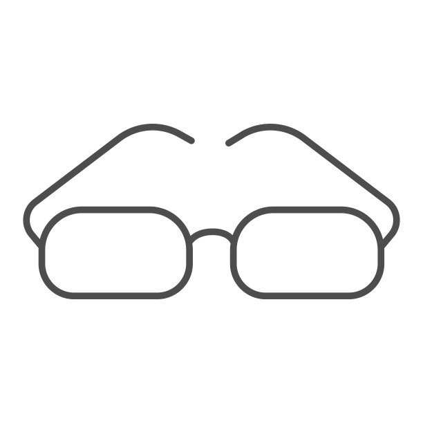 眼镜用矩形镜片细线图标，办公综合症概念，眼镜矢量标志上的白色背景，眼镜轮廓风格的移动概念和网页设计。矢量图形。图片下载